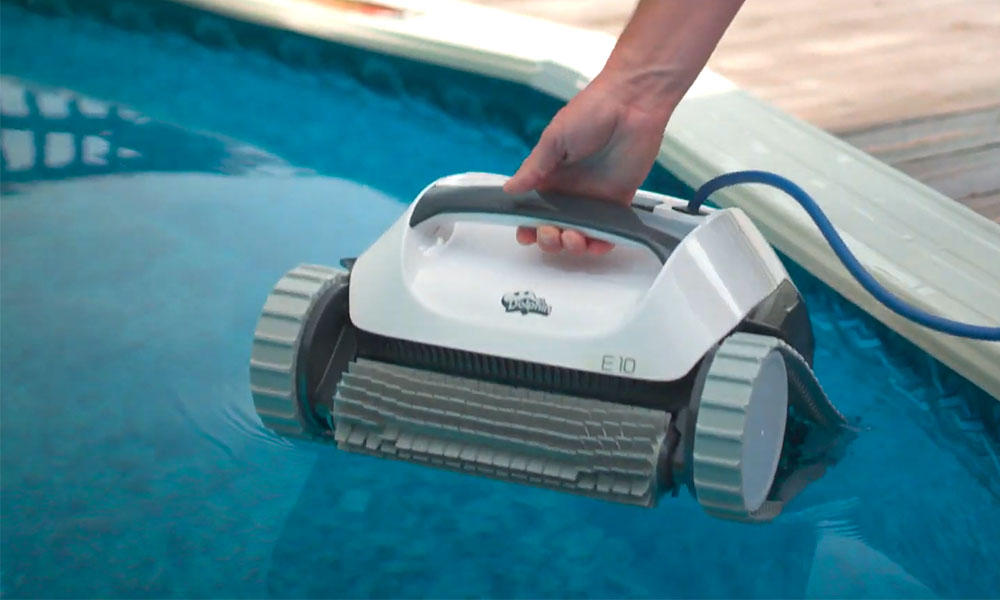 Dolphin E10 Robotic Pool Cleaner into Pool