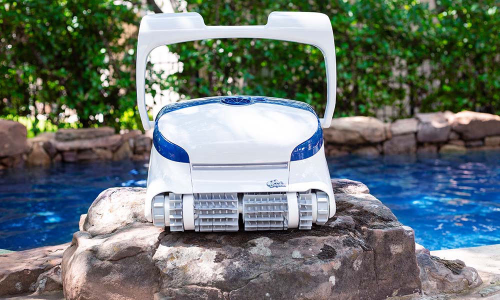 Dolphin Sigma Robotic Pool Cleaner on Rock