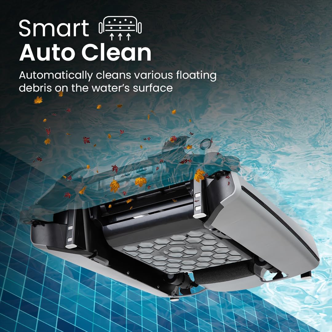 Smart Auto Clean automatically clears floating debris from the water's surface