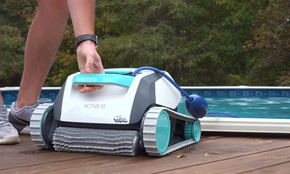 Dolphin Active 10 Robotic Pool Cleaner into Pool