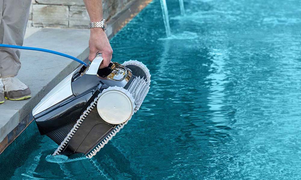 Dolphin E20 Robotic Pool Cleaner into Pool