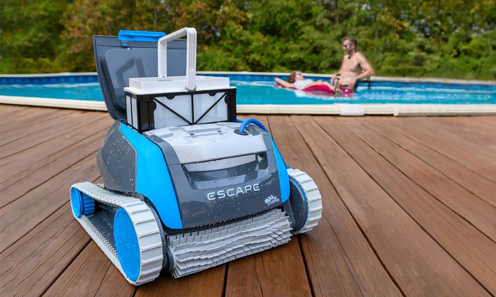 Dolphin Escape Robotic Pool Cleaner Maxbin with People Swimming