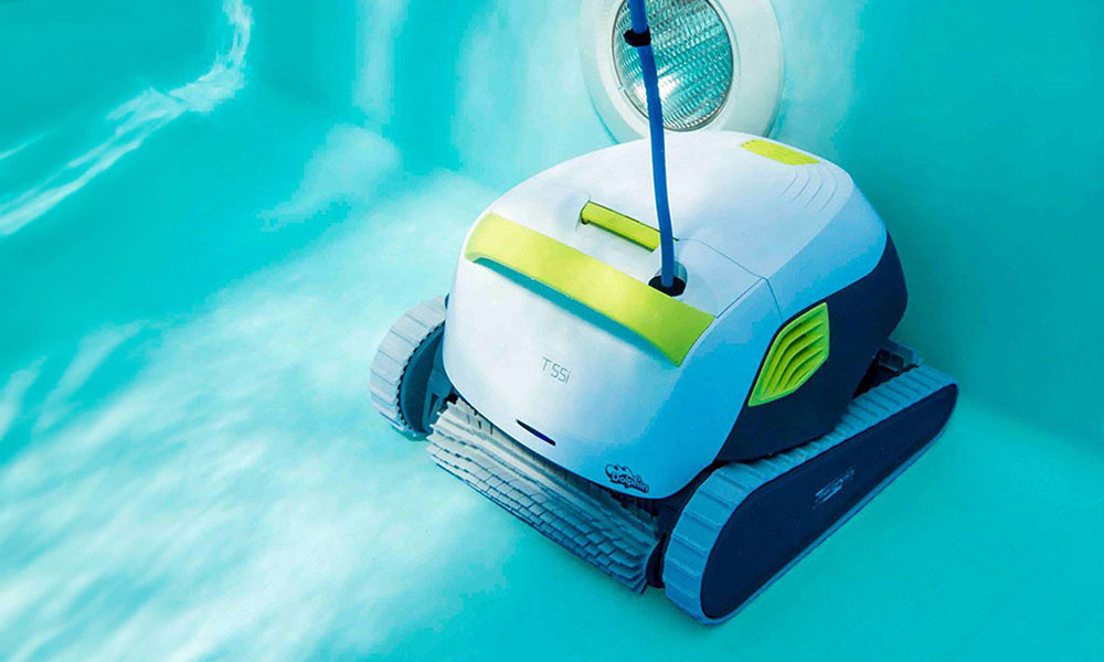 Dolphin T55i Robotic Pool Cleaner Cleaning Pool
